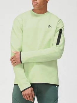 Nike Tech Fleece Crew Sweat - Lime, Size XL, Men