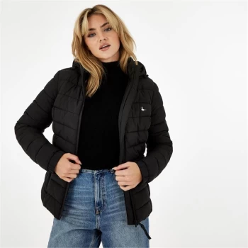 Jack Wills Eco Luna Hooded Puffer Jacket - Black