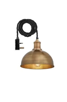 Brooklyn Dome Pendant, 8 Inch, Brass, Brass Holder With Plug