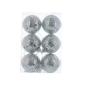 Festive Pack Mirror Ball Decorations - Silver