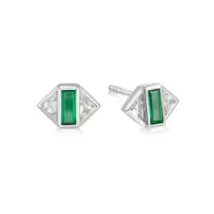 Daisy London 925 Sterling Silver Beloved Green Onyx Stud Earrings Sterling Silver