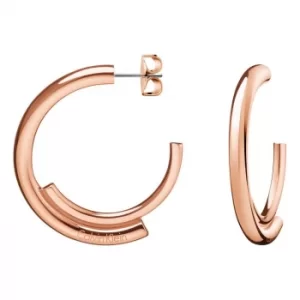 Calvin Klein Rose Gold Pvd Scent 3/4 Hoop Earrings