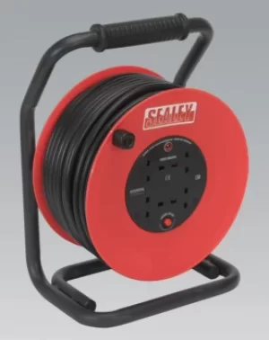 Sealey CR25025 Cable Reel 50mtr 4 x 230V 2.5mm² Heavy-Duty Thermal Trip