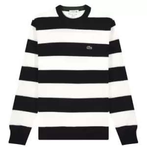 Mens Lacoste Striped Organic Cotton Jersey Sweater Size 3 - S Black/white