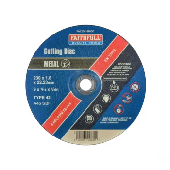 Faithfull FAI23018MDC Depressed Centre S/Steel Cutting Disc 230 x ...