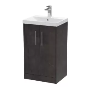 Hudson Reed Juno 500mm Floor Standing 2 Door Vanity & Thin-Edge Basin - Metallic Slate