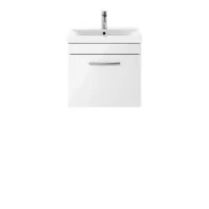 Nuie Athena 500 Wall Hung Single Drawer Vanity & Mid-edge Basin - Gloss White