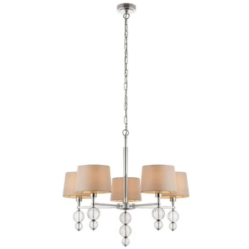 Interiors 1900 Lighting - Interiors Darlaston - 5 Light Multi Arm Ceiling Pendant Chandelier Polished Nickel, E14