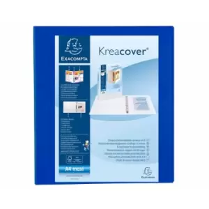 Exacompta Kreacover Ring Binder 4 D Rings 40mm A4 Plus, Blue