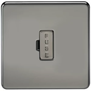 KnightsBridge 13A Screwless Black Nickel Fused Spur Connector Unit Wall Plate