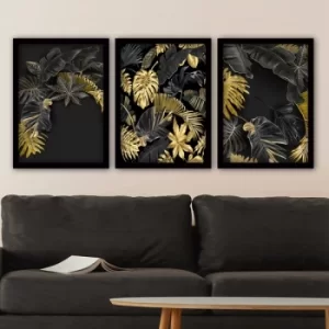3SC92 Multicolor Decorative Framed Painting (3 Pieces)
