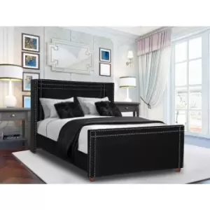 Envisage Trade - Cubica Upholstered Beds - Plush Velvet, Small Double Size Frame, Black - Black