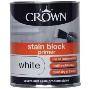 Crown Stain Block Primer - Pure Brilliant White Paint - 750ml