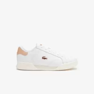 Womens Lacoste Twin Serve Leather Trainers Size 8 UK White & Light Pink