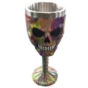 Decorative Rainbow Marble Effect Skull Goblet