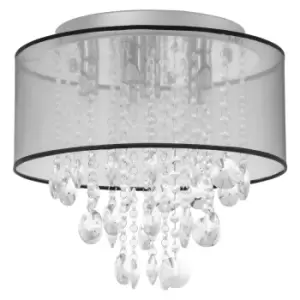 Homcom Modern Crystal Chandelier Flush Mount LED Ceiling Light For Bedroom