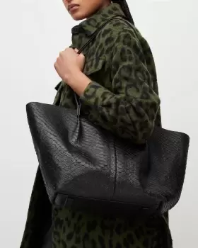 AllSaints Hannah Leather Python Tote Bag