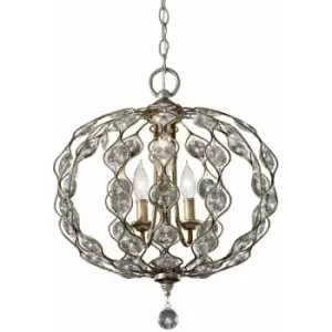 3 Bulb Chandelier Hanging Pendant LIght Burnished Silver LED E14 60W Bulb