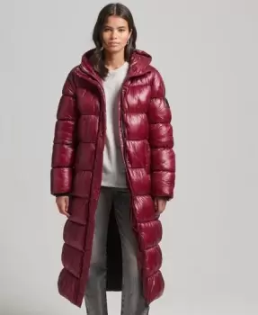 Superdry Womens Xpd Sports Longline Puffer Coat Purple / Dark Berry - Size: 10