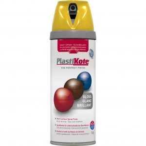 Plastikote Premium Gloss Aerosol Spray Paint Yellow 400ml