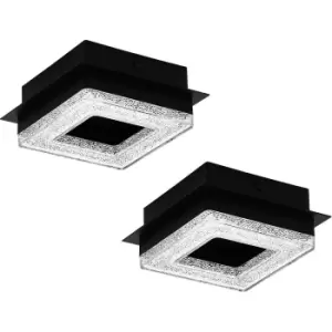 2 PACK Flush Ceiling Light Colour Black Shade Black Clear Plastic Crystal LED 4W