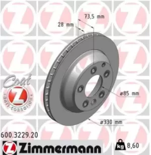 ZIMMERMANN Brake disc VW,AUDI,PORSCHE 600.3229.20 7L8615601C,7L8615601G,95535240130 Brake rotor,Brake discs,Brake rotors 95535240131,7L8615601C