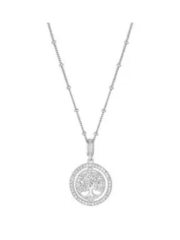 Simply Silver Sterling Silver 925 Cubic Zirconia Tree Of Love Spinner Pendant Necklace