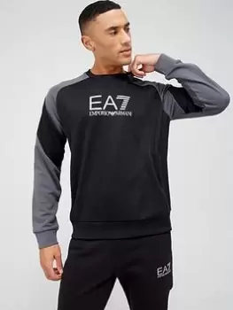 EA7 Emporio Armani Colour Block Poly Sweatshirt, Black, Size 2XL, Men