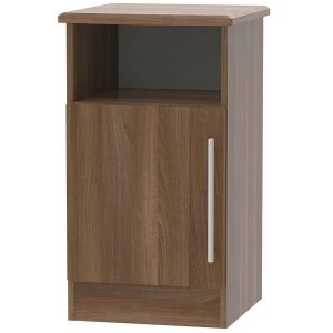 Robert Dyas Edina Ready Assembled 1-Door Bedside Table - Walnut