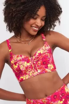 Bright Floral Mix and Match Longline Cupped Bikini Top