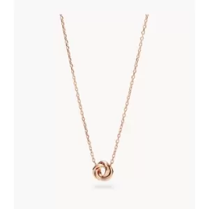 Fossil Womens Flex Knot Rose Gold-Tone Steel Necklace - Rose Gold