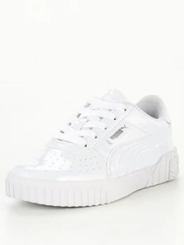 Puma Cali Patent Childrens Trainers - White/White, Size 10