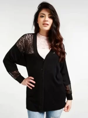 Guess Lace Insert Viscose Blend Cardigan