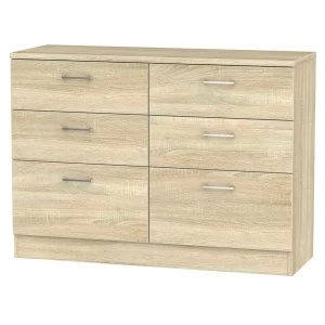 Yelanto Ready Assembled 6-Drawer Double Chest of Drawers - Oak