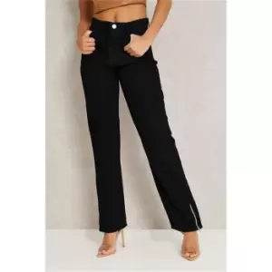 I Saw It First Black Zip Hem Straight Leg Jeans - Black