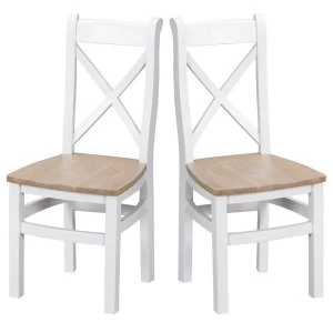 Robert Dyas Madera Ready Assembled Pair of Cross Back Wooden Chairs