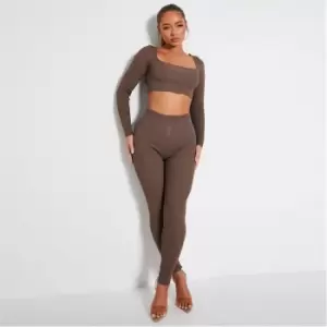 I Saw It First Button Front Rib Seamless Leggings - Purple