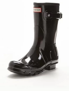 Hunter Original Short Gloss Wellies - Black, Size 9, Women