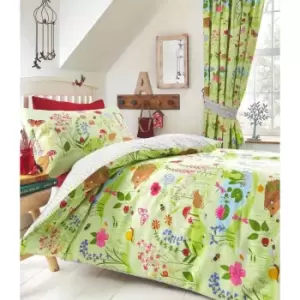 Portfolio Home Kids Club Bluebell Woods Double Size Duvet Cover & Pillow Cases Bed Set Green