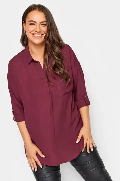 Yours Half Placket Blouse Red