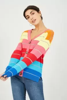 Rainbow Stripe Knitted Cardigan