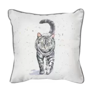 Aquarelle Tabby Cat Cushion MultiColoured