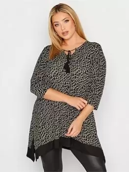 Yours 3/4 Sleeve Tunic Top - Black, Size 26-28, Women