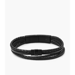 Fossil Mens Multi-Strand Leather Bracelet - Black