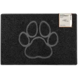 Paw Small Embossed Doormat in Black