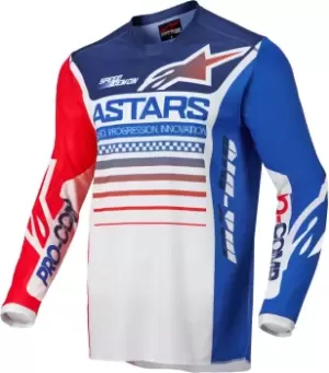 Alpinestars Racer Compass Motocross Jersey, white-red-blue, Size L, white-red-blue, Size L