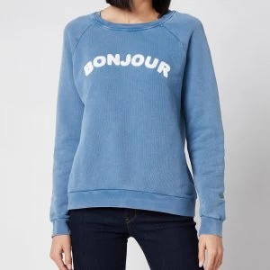 Whistles Womens Bonjour Logo Sweatshirt - Blue - L