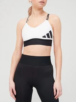 adidas Light Support All Me 3 Bar Logo Bra - White/Black, Size S, Women