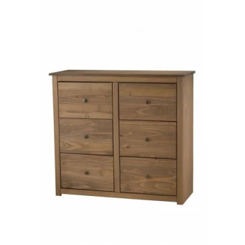 Birlea - Santiago Bedroom Furniture - Distressed Waxed Pine 6 Drawer Chestt Of Drawers