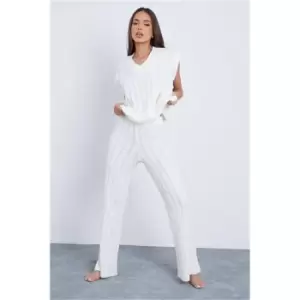 I Saw It First Cream Wide Cable Knitted Trousers - White